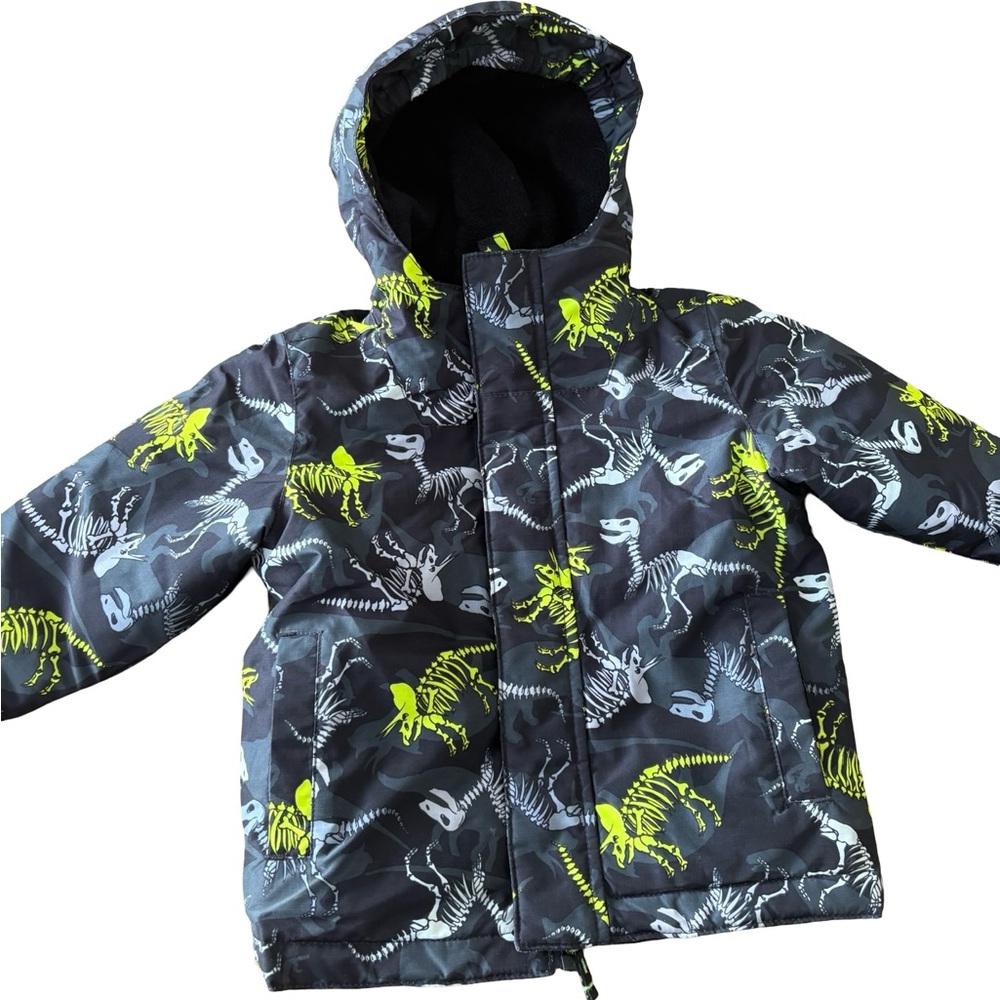 The Children’s Place Toddler Boys Winter Puffer Jacket 2T Dino skeleton hooded